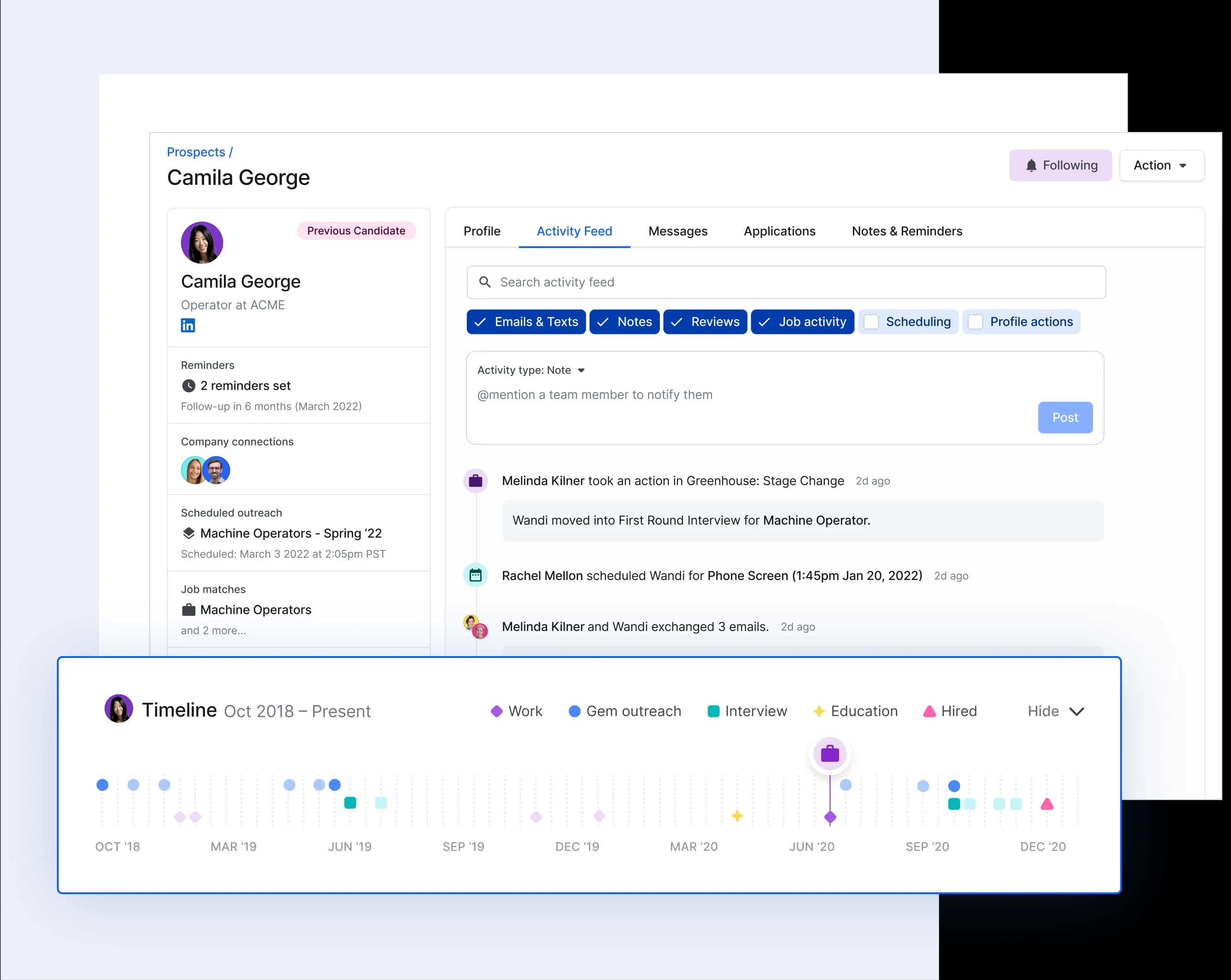 Candidate Profile Timeline